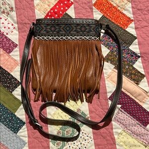 Montana West Brown and Black Fringe Crossbody Bag